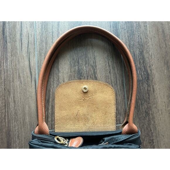 Longchamp Paris Black Brown Leather Le Pliage Shopping Modele Depose Bag Tote - Picture 8 of 15